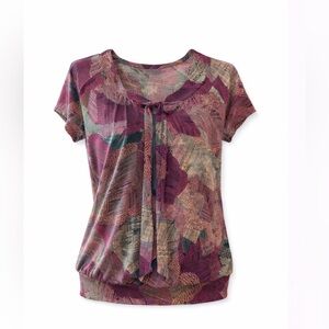 🌺🌸 Cute Tie Front Pink & Grey Blouse